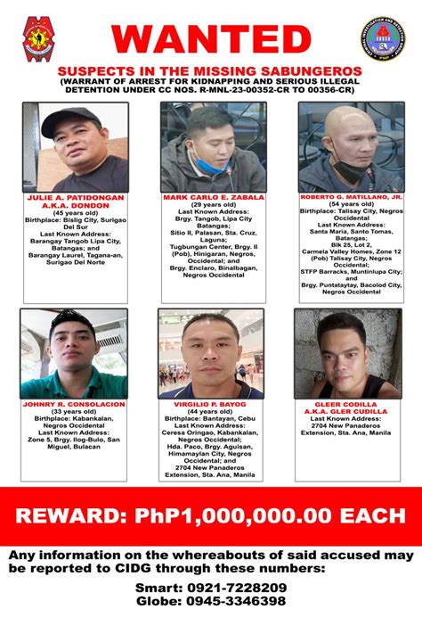 list of wanted persons in the philippines